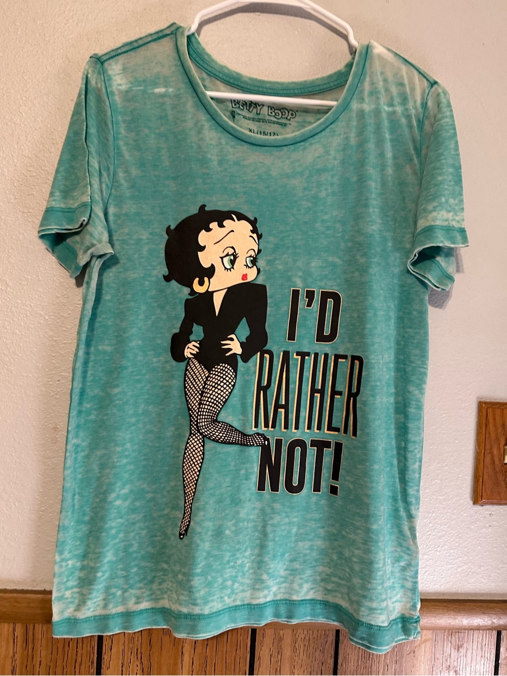 Betty Boop Graphic Tee "I'd Rather Not" juniors  XL (15-17) fandom